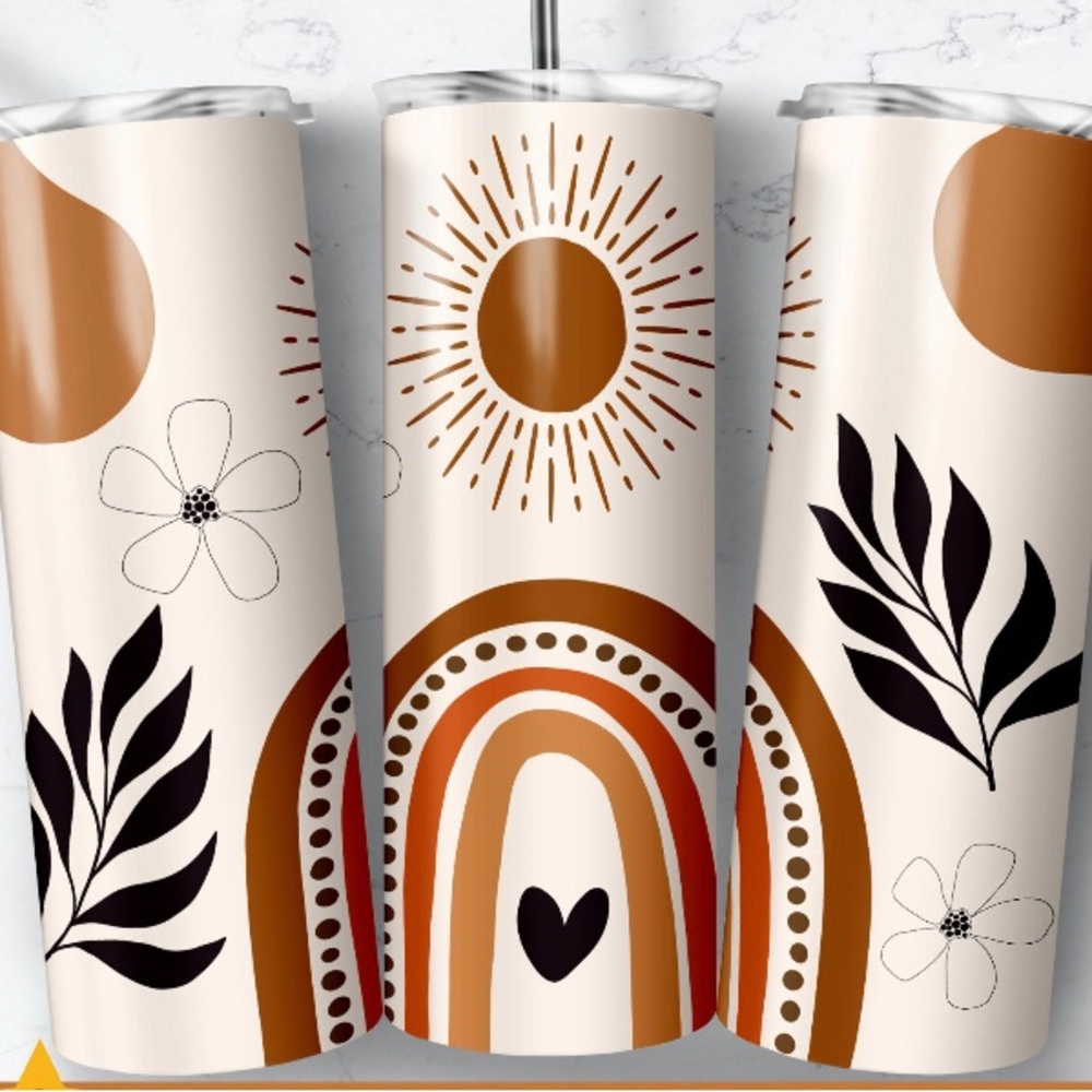 Boho Rainbow 🌈 20oz Tumbler Lid Straw & Gift Box